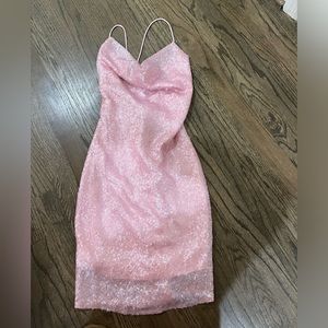 Hello Molly- light pink, sparkly, mini dress, size S